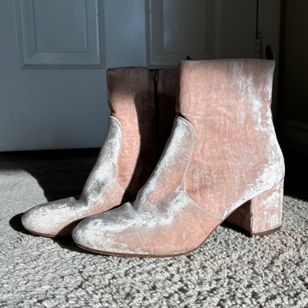 Coach velvet light pink Juliet ankle booties